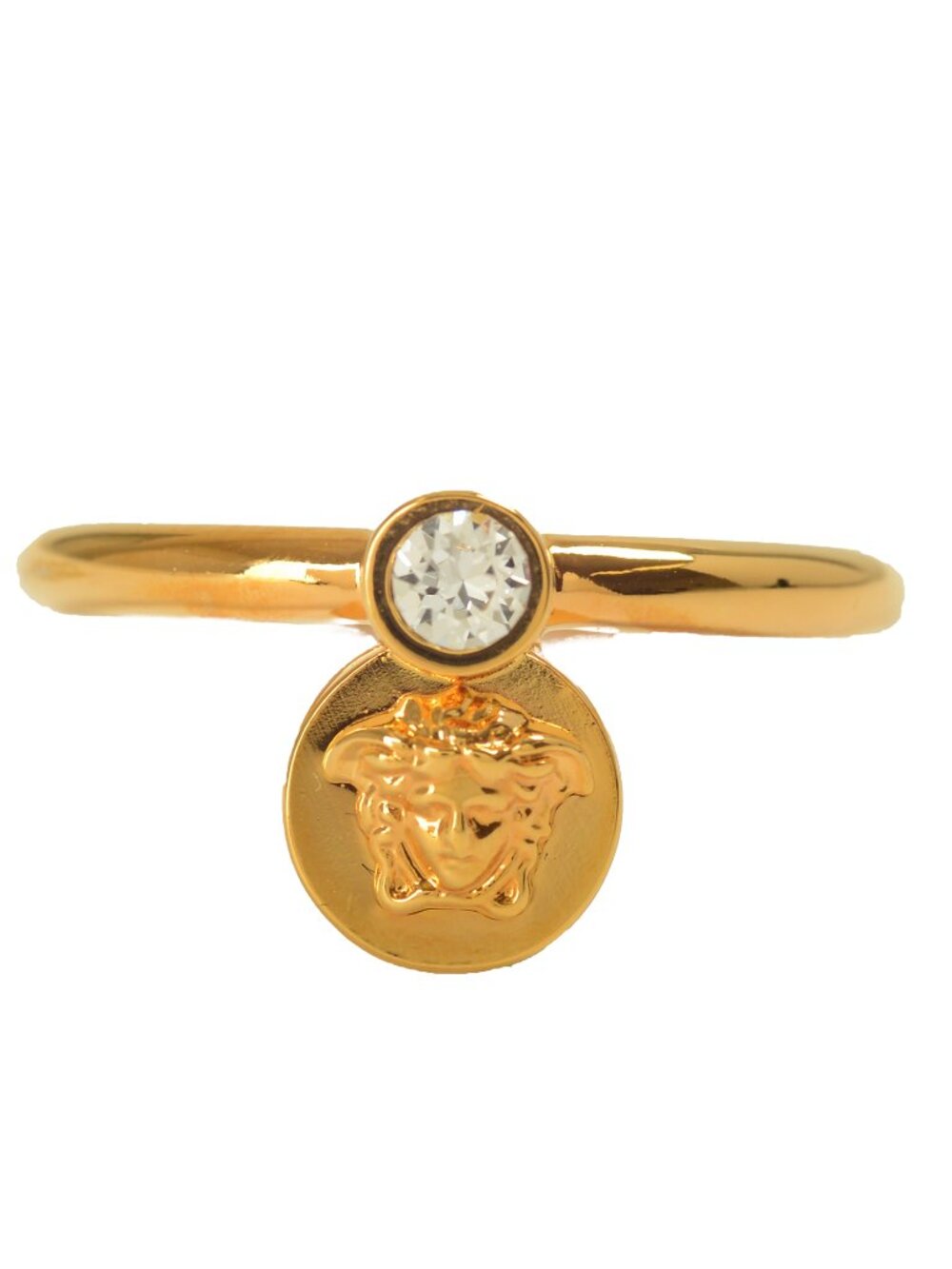 Versace Gold Color Metal Medusa Head Logo Statement Ring Italy Sz 27